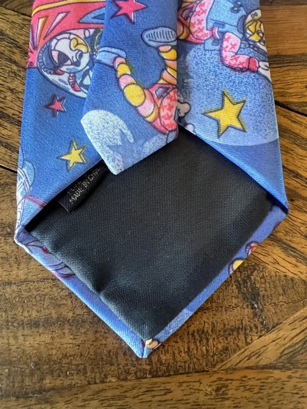 NEW Gold City Silk Necktie, Retro Space/Astronaut Cartoon Print, OS